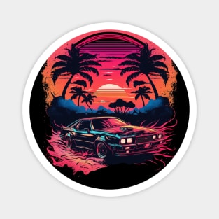 Retro Car in Synthwave Style Magnet